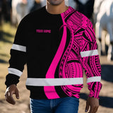 Hi Vis Long Sleeve Shirt Reflective Tapes Pink Neon Hawaii Custom Name