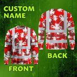 Hi Vis Long Sleeve Shirt Reflective Tapes Red Neon Flowers Custom Name Safety Workwear For Workers, Truckers, Operators