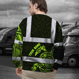 Hi Vis Long Sleeve Shirt Reflective Tapes Sea Turtle Hawaiian Polynesian Tribal Custom Name