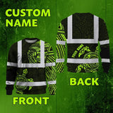Hi Vis Long Sleeve Shirt Reflective Tapes Sea Turtle Hawaiian Polynesian Tribal Custom Name
