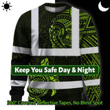 Hi Vis Long Sleeve Shirt Reflective Tapes Sea Turtle Hawaiian Polynesian Tribal Custom Name