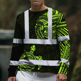 Hi Vis Long Sleeve Shirt Reflective Tapes Sea Turtle Hawaiian Polynesian Tribal Custom Name