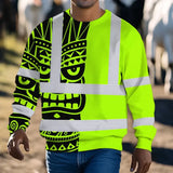 Hi Vis Long Sleeve Shirt Reflective Tapes TiKi Hawaiian Polynesian Tribal Custom Name
