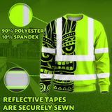 Hi Vis Long Sleeve Shirt Reflective Tapes TiKi Hawaiian Polynesian Tribal Custom Name