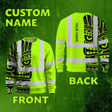 Hi Vis Long Sleeve Shirt Reflective Tapes TiKi Hawaiian Polynesian Tribal Custom Name