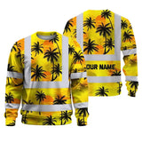 Hi Vis Long Sleeve Shirt Reflective Tapes Yellow Neon Flowers Custom Name
