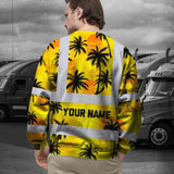 Hi Vis Long Sleeve Shirt Reflective Tapes Yellow Neon Flowers Custom Name