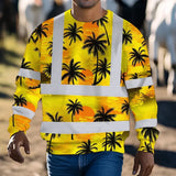 Hi Vis Long Sleeve Shirt Reflective Tapes Yellow Neon Flowers Custom Name