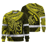 Hi Vis Long Sleeve Shirt Reflective Tapes Yellow Neon Hawaii Octopus Custom