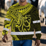 Hi Vis Long Sleeve Shirt Reflective Tapes Yellow Neon Hawaii Octopus Custom