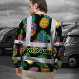 Hi Vis Long Sleeve Shirt Reflective Tapes Yellow Neon Skull Custom Name Safety Workwear For Workers, Truckers, Operators