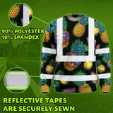 Hi Vis Long Sleeve Shirt Reflective Tapes Yellow Neon Skull Custom Name Safety Workwear For Workers, Truckers, Operators