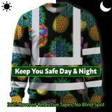Hi Vis Long Sleeve Shirt Reflective Tapes Yellow Neon Skull Custom Name Safety Workwear For Workers, Truckers, Operators