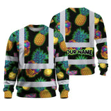 Hi Vis Long Sleeve Shirt Reflective Tapes Yellow Neon Skull Custom Name Safety Workwear For Workers, Truckers, Operators