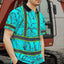 Blue Neon Flowers Hi-Vis Polo Shirt
