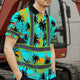 Blue Neon Flowers Hi-Vis Polo Shirt