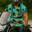 Blue Neon Flowers Hi-Vis Polo Shirt