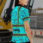 Blue Neon Flowers Hi-Vis Polo Shirt