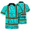 Blue Neon Flowers Hi-Vis Polo Shirt