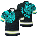 Hi Vis Polo Shirt Reflective Tapes Blue Neon Hawaii Custom Name