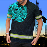 Hi Vis Polo Shirt Reflective Tapes Blue Neon Hawaii Custom Name