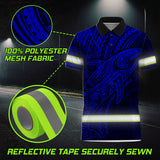 Hi Vis Polo Shirt Reflective Tapes Blue Neon Hawaii Whale Custom
