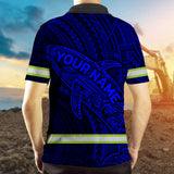 Hi Vis Polo Shirt Reflective Tapes Blue Neon Hawaii Whale Custom