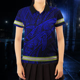 Hi Vis Polo Shirt Reflective Tapes Blue Neon Hawaii Whale Custom