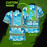 Hi Vis Polo Shirt Reflective Tapes Blue Neon White Protea Custom Name Safety Workwear For Workers, Truckers, Operators