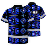 Hi Vis Polo Shirt Reflective Tapes Blue Violet Native Custom Name Safety Workwear For Workers, Truckers, Operators