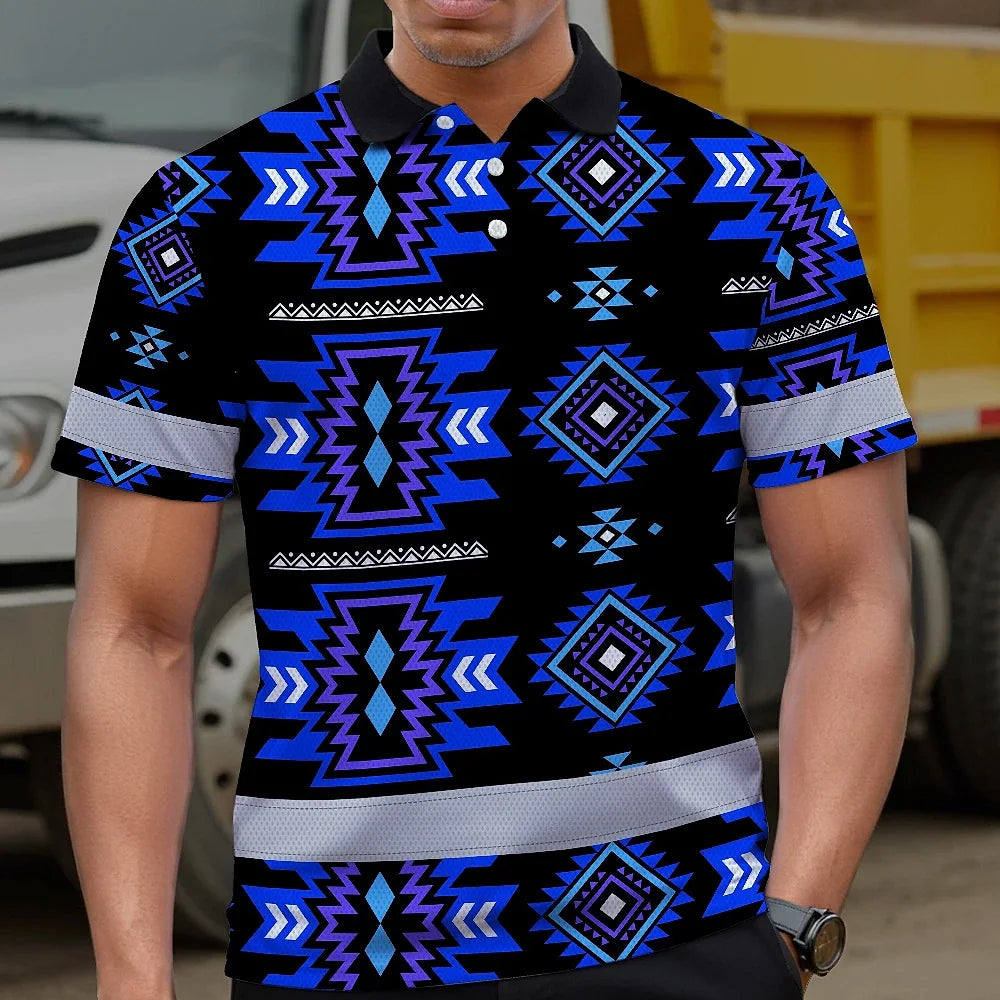 Hi Vis Polo Shirt Reflective Tapes Blue Violet Native Custom Name Safety Workwear For Workers, Truckers, Operators