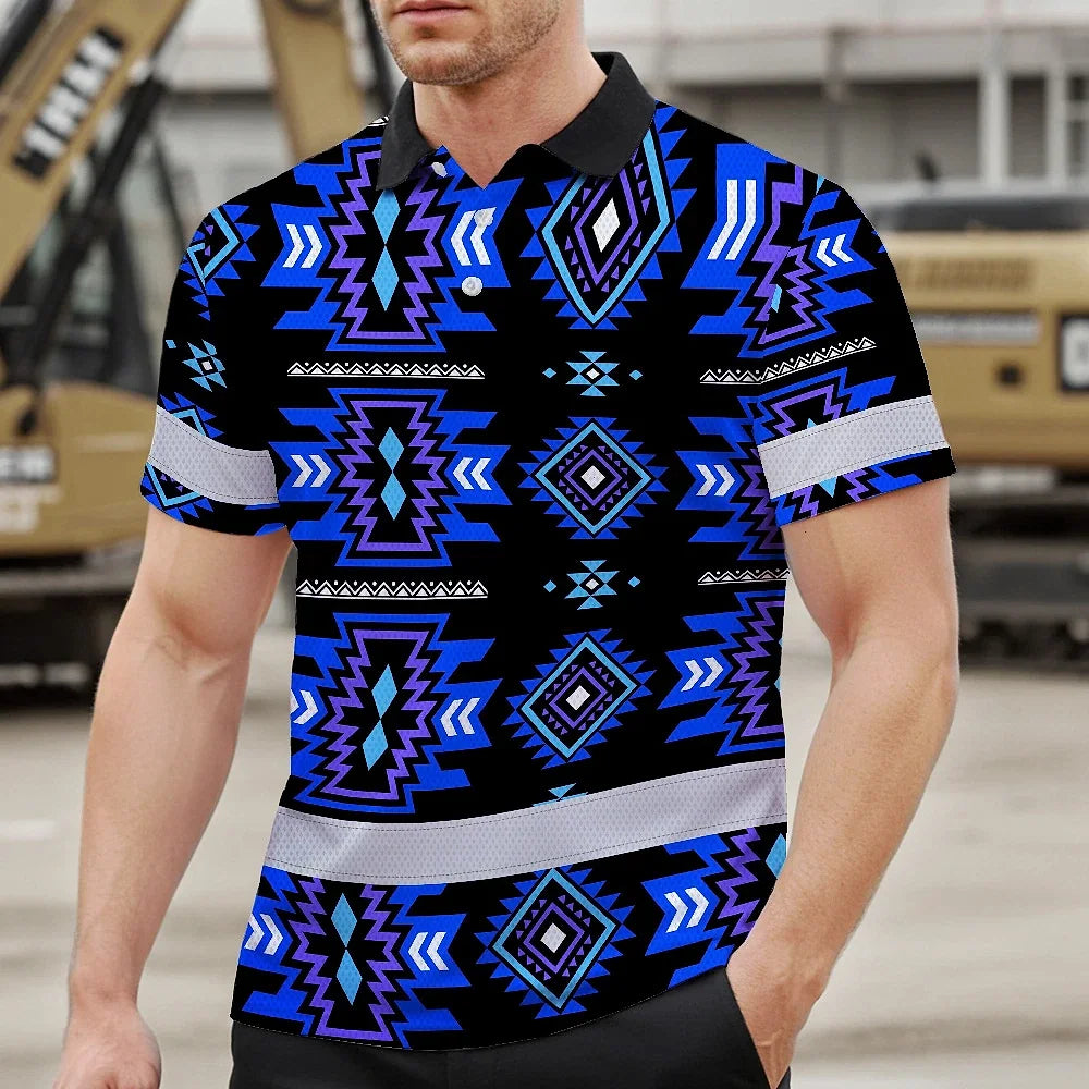 Hi Vis Polo Shirt Reflective Tapes Blue Violet Native Custom Name Safety Workwear For Workers, Truckers, Operators