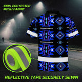 Hi Vis Polo Shirt Reflective Tapes Blue Violet Native Custom Name Safety Workwear For Workers, Truckers, Operators