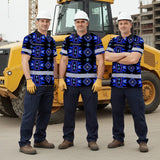 Hi Vis Polo Shirt Reflective Tapes Blue Violet Native Custom Name Safety Workwear For Workers, Truckers, Operators