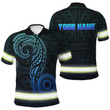 Hi Vis Polo Shirt Reflective Tapes Gradient Blue Neon Hawaii