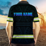 Hi Vis Polo Shirt Reflective Tapes Gradient Blue Neon Hawaii