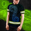 Gradient Blue Neon Hawaii Hi-Vis Polo Shirt