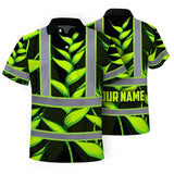 Hi Vis Polo Shirt Reflective Tapes Green Neon Black Heliconia Custom Name Safety Workwear For Workers, Truckers, Operators