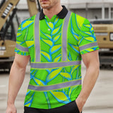 Hi Vis Polo Shirt Reflective Tapes Green Neon Blue Heliconia Custom Name Safety Workwear For Workers, Truckers, Operators