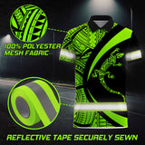 Hi Vis Polo Shirt Reflective Tapes Green Neon Hawaii
