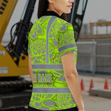 Hi Vis Polo Shirt Reflective Tapes Green Neon Grey Protea Custom Name Safety Workwear For Workers, Truckers, Operators