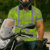 Hi Vis Polo Shirt Reflective Tapes Green Neon Grey Protea Custom Name Safety Workwear For Workers, Truckers, Operators