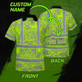 Hi Vis Polo Shirt Reflective Tapes Green Neon Grey Protea Custom Name Safety Workwear For Workers, Truckers, Operators