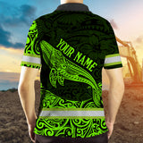 Hi Vis Polo Shirt Reflective Tapes Green Neon Hawaii Whale