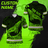 Hi Vis Polo Shirt Reflective Tapes Green Neon Hawaii Whale