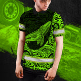 Hi Vis Polo Shirt Reflective Tapes Green Neon Hawaii Whale