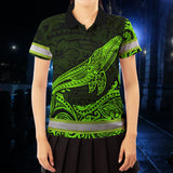 Hi Vis Polo Shirt Reflective Tapes Green Neon Hawaii Whale