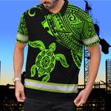 Hi Vis Polo Shirt Reflective Tapes Green Neon Turtle Hawaii Custom Name