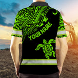 Hi Vis Polo Shirt Reflective Tapes Green Neon Turtle Hawaii Custom Name