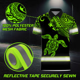 Hi Vis Polo Shirt Reflective Tapes Green Neon Turtle Hawaii Custom Name